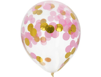 Ballonnen met Confetti Goud & Roze 30cm