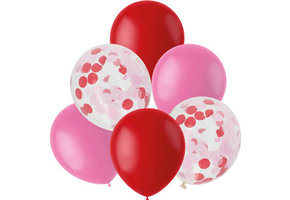 Ballonnen Mix Rood & Roze 30cm - 6 stuks