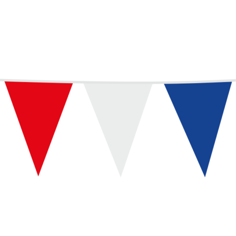 Vlaggenlijn groot wit, rood, blauw - 10 meter