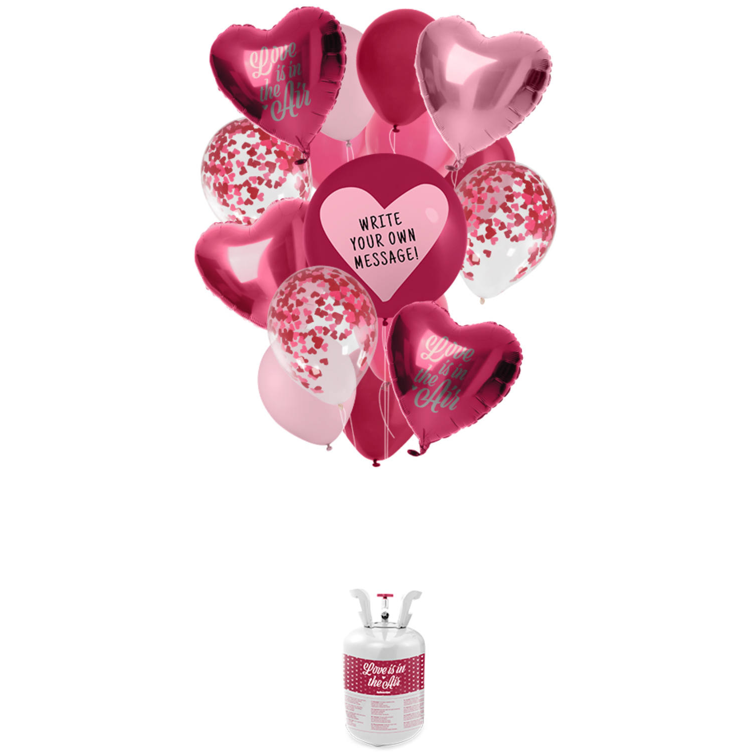 Helium Tank 'Love' met Ballonnen en Lint