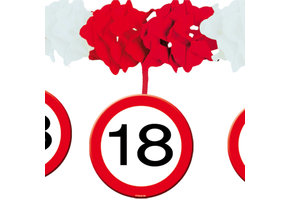 18 Jaar Verkeersbord Slinger met Onderhangers