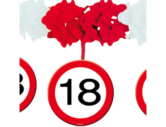 18 Jaar Verkeersbord Slinger met Onderhangers