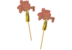 Prikkers luxe roze en goud 12cm - 12 stuks