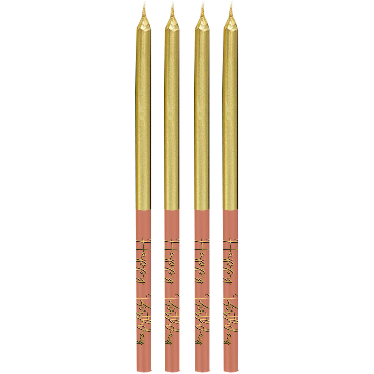Kaarsjes Luxe roze/goud 12,5cm - 16 stuks