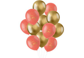 Ballonnen Luxe roze/goud 30cm - 12 stuks