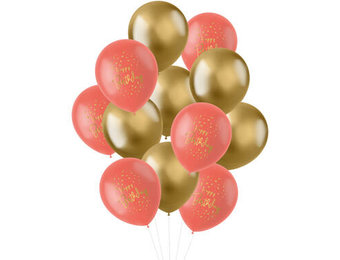 Ballonnen Luxe roze/goud 30cm - 12 stuks
