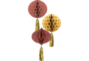 Honeycombs Luxe roze/goud - 3 stuks