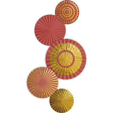 Honeycomb Waaiers Luxe roze/goud - 5 stuks