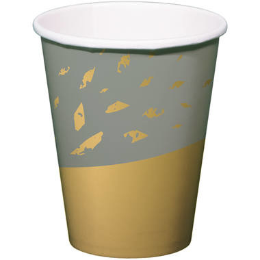 Bekers Luxe Grijsgroen/goud 250ml - 8 stuks