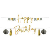 Letterslinger Luxe Grijsgroen/goud - 1,5 m