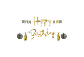 Letterslinger Luxe Grijsgroen/goud - 1,5m