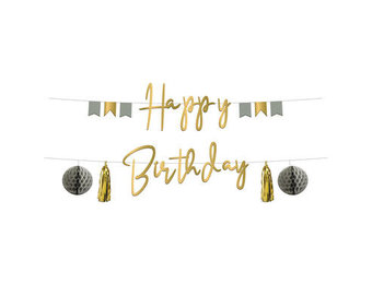 Letterslinger Luxe Grijsgroen/goud - 1,5m