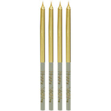 Kaarsjes Luxe groengrijs/goud 12,5cm - 16 stuks