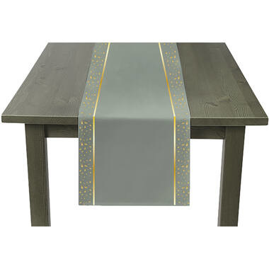Tafelloper Luxe grijsgroen/goud 240x35cm