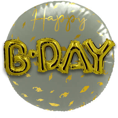 Folieballon 3D Luxe grijsgroen/goud - 56 cm
