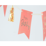 Vlaggenlijn met Tassels Luxe roze/goud 4 meter