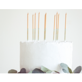 Kaarsjes Luxe groengrijs/goud 12,5cm - 16 stuks