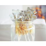 Prikkers Luxe grijsgroen/goud 12cm - 12 stuks