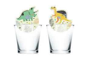 Dino Roars Glasmarkers - 6 stuks