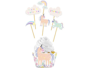 Cupcake Decoratie Unicorn & Rainbows - 12 stuks