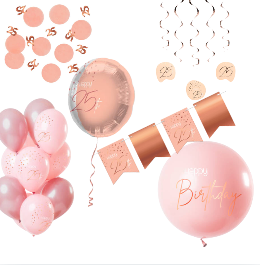 Deluxe Feestpakket 25 Jaar Roze