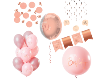 Deluxe Feestpakket 40 Jaar Roze