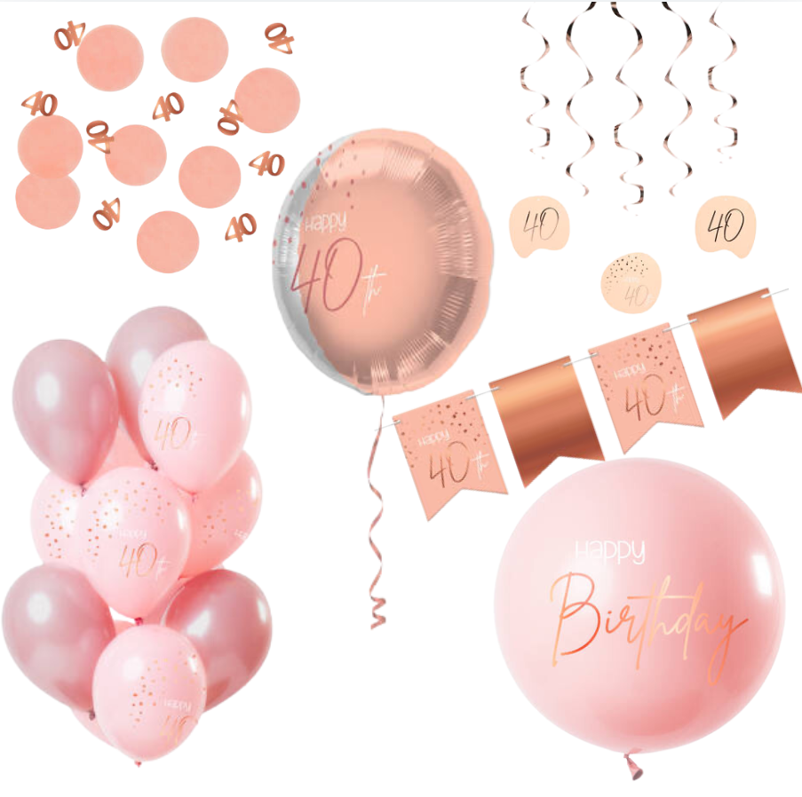 Deluxe Feestpakket 40 Jaar Roze