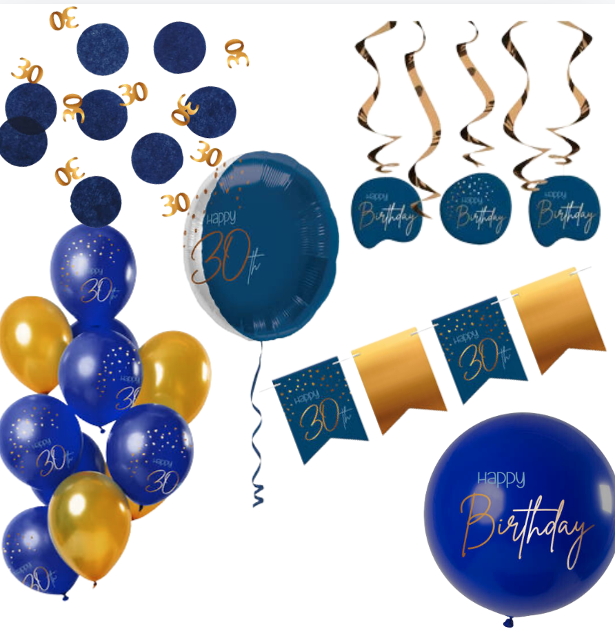 Deluxe Feestpakket 30 Jaar Blauw