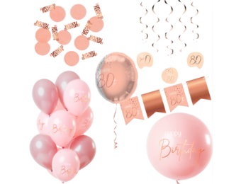 Deluxe Feestpakket 80 Jaar Roze