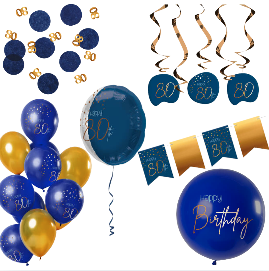 Deluxe Feestpakket 80 Jaar Blauw