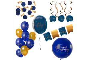 Deluxe Feestpakket Happy Birtday Blauw