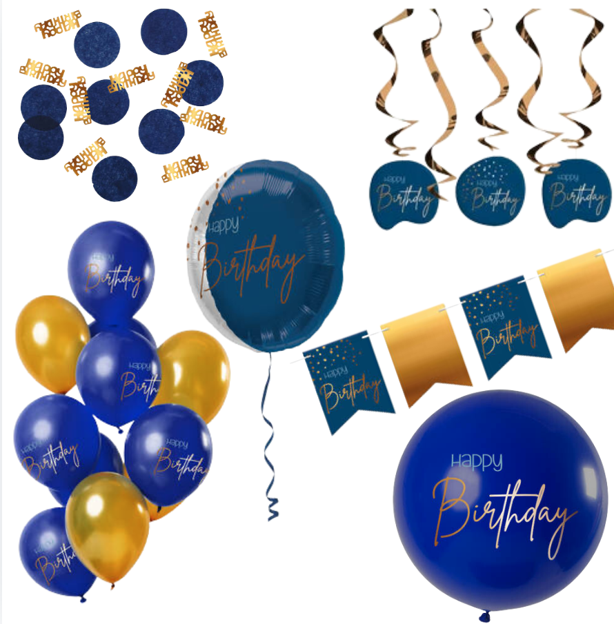 Deluxe Feestpakket Happy Birtday Blauw