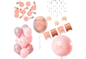 Deluxe Feestpakket Happy Birthday Roze