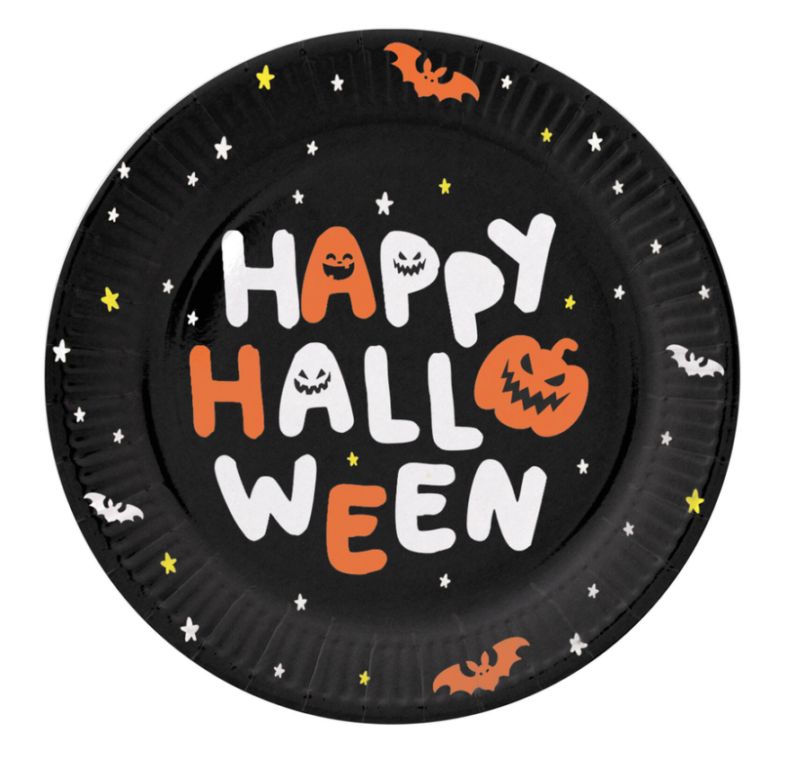 Papieren Borden - 'Happy Halloween' - Halloween BoOo! - 23 cm - 8 stuks