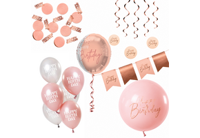 Deluxe Feestpakket Happy Birthday Roze