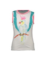 B-nosy Top with 2 ruffle layers and parrot chest artwork 5 Star white