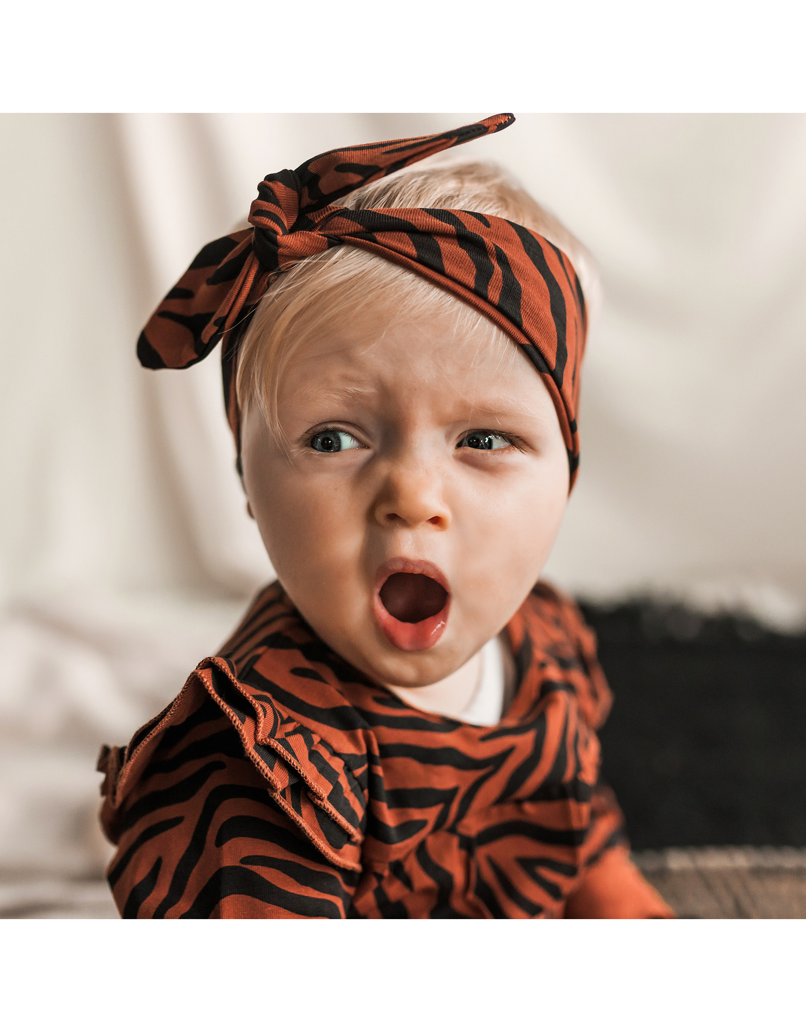 Your Wishes Zebra | Ruffle Shoulder Top Potters Clay