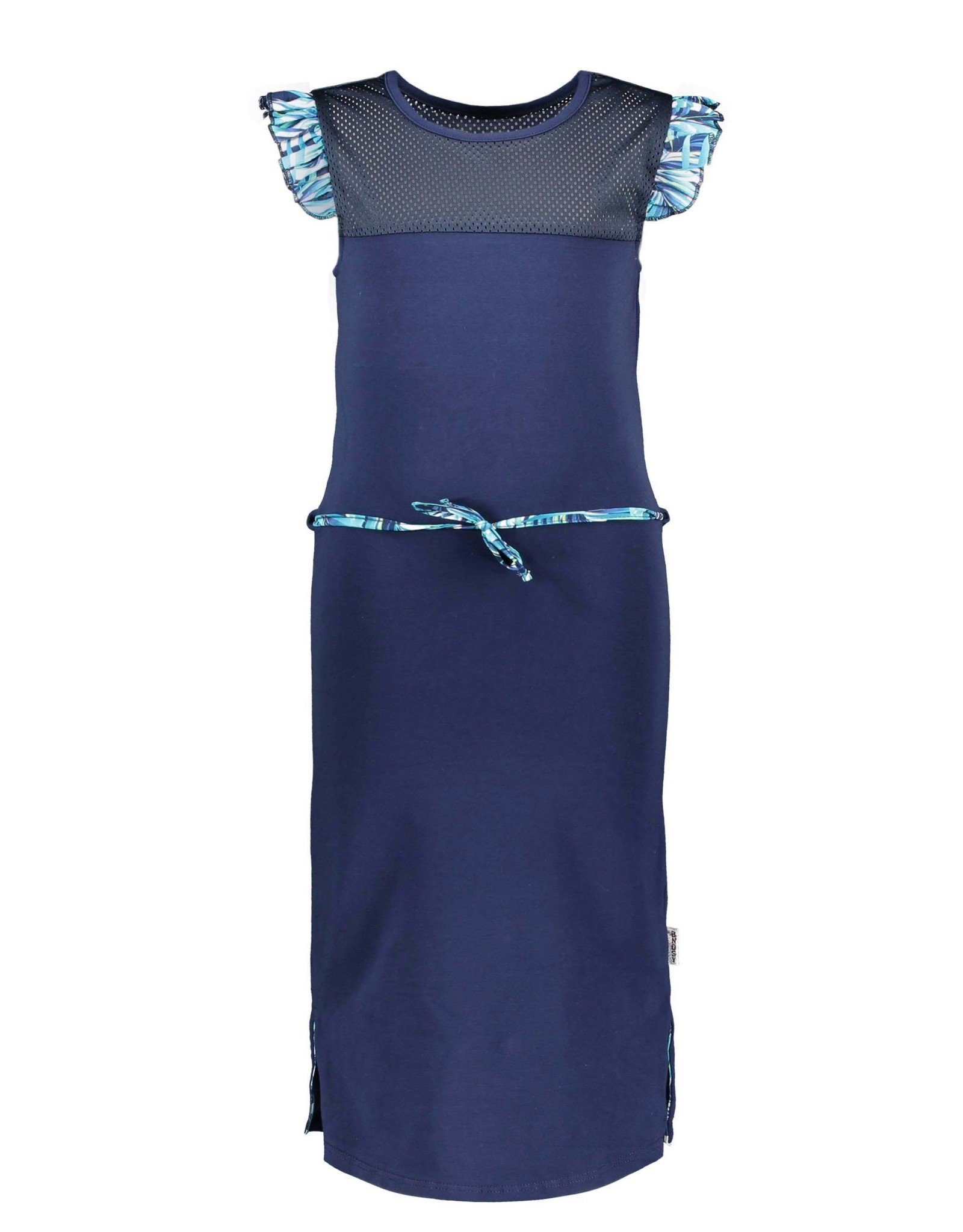 B-nosy Girls sweat dress with sporty mesh c&s and belt 146 space blue