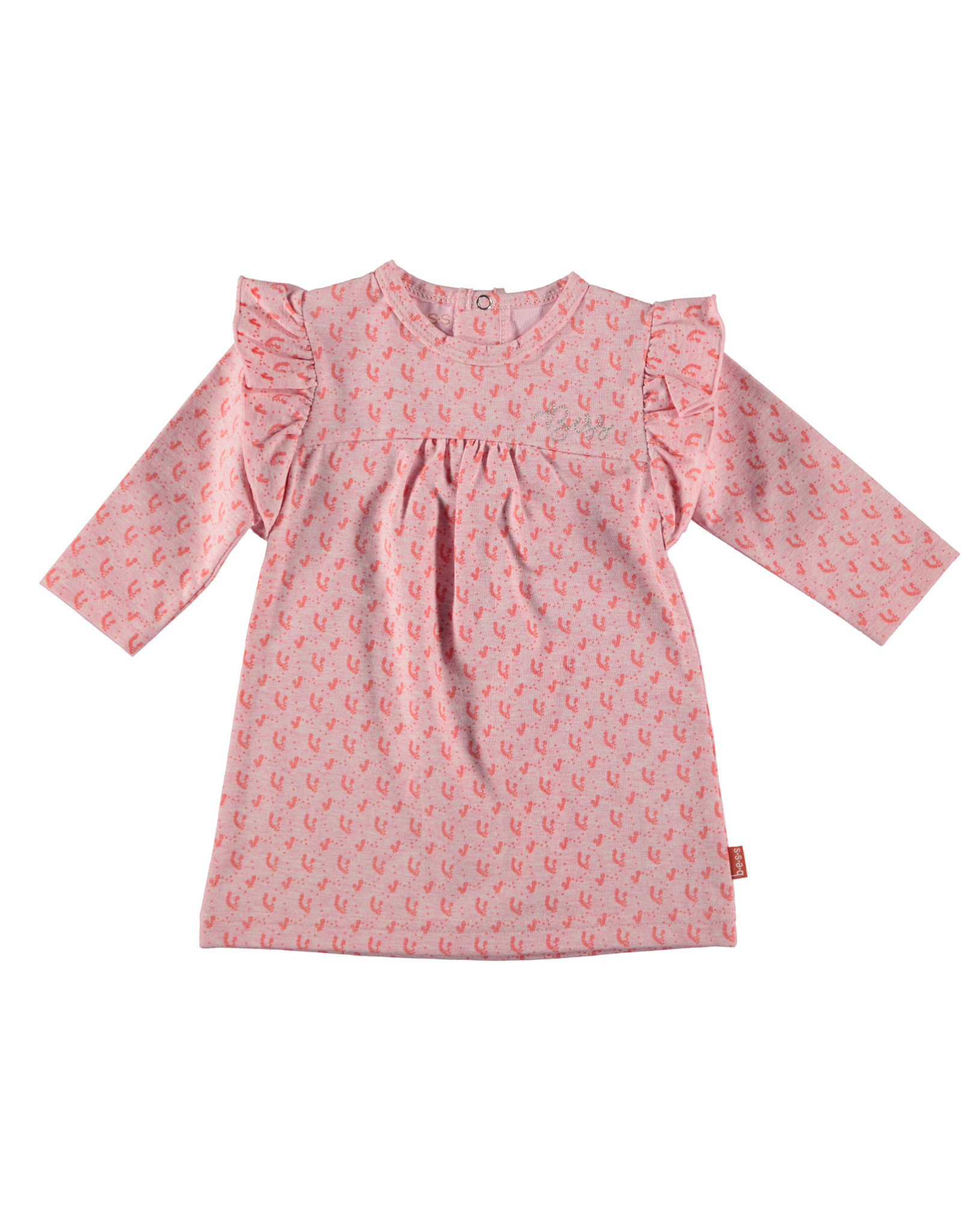 BESS Dress l. sl. AOP Flower Ruffles Pink