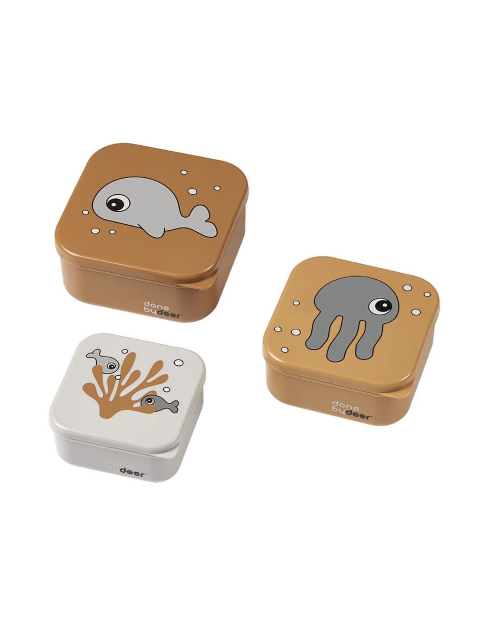 Done by Deer Snack box set 3 pcs Sea friends Mustard/Grey