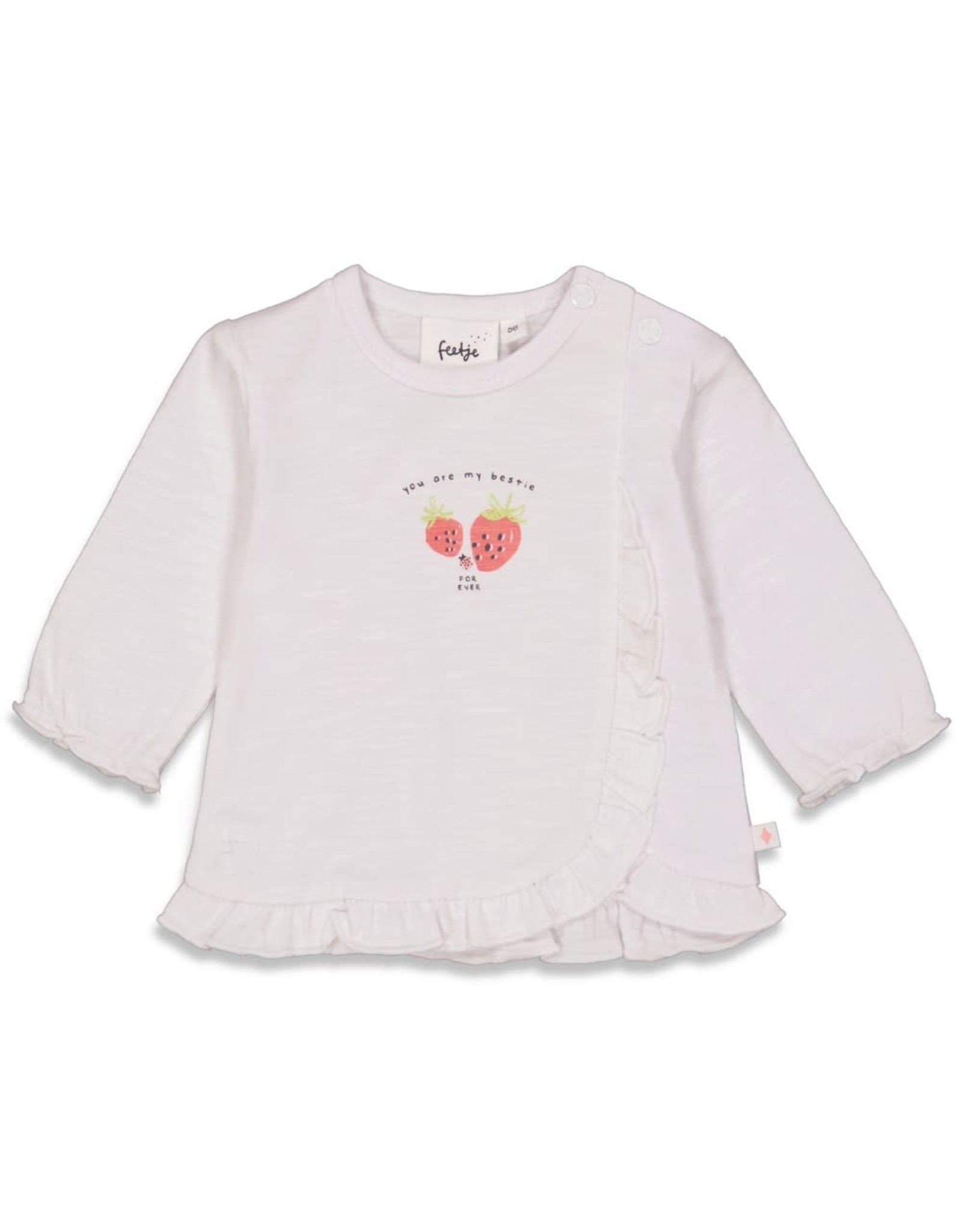 Feetje Longsleeve ruches - Berry Sweet Wit