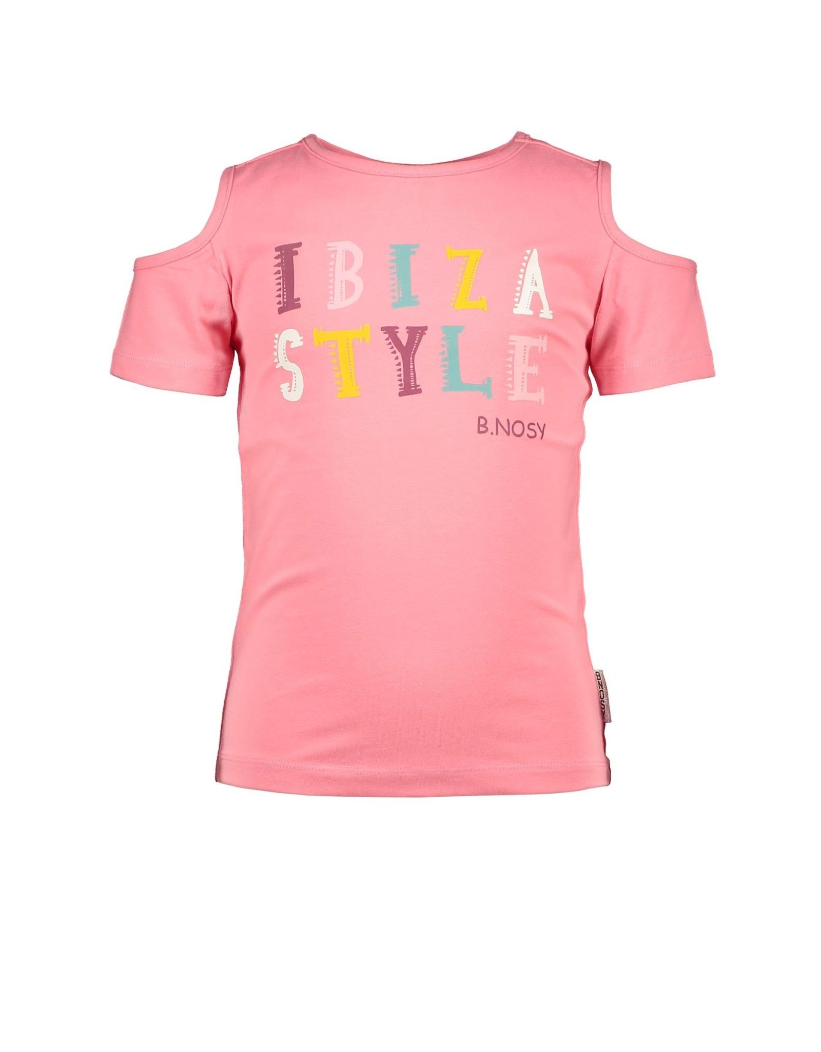 B-nosy Girls short sleeve t-shirt with cut out parts on sleeves confetti