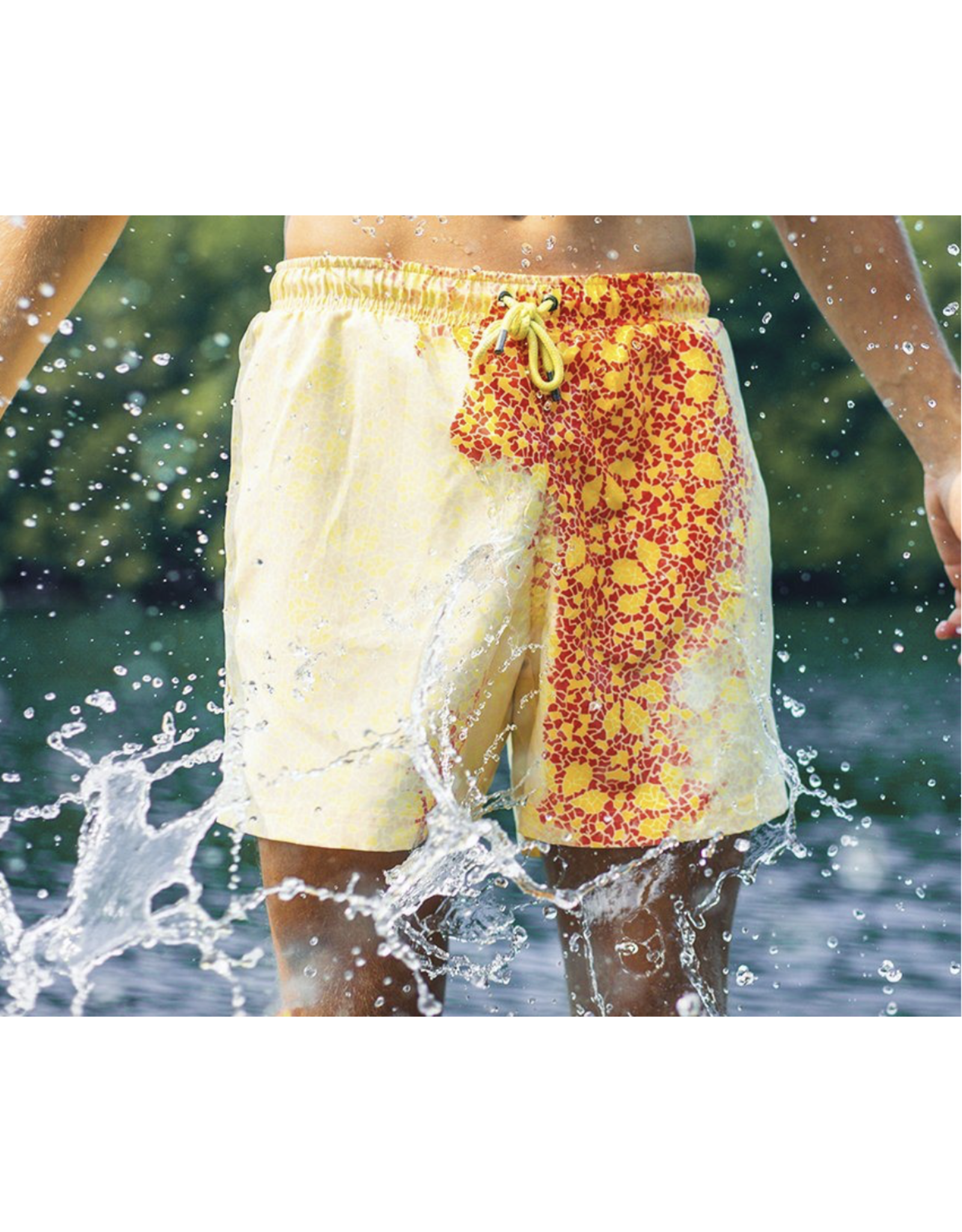 Swimshorts Mosaic Yellow Red - kleurveranderend