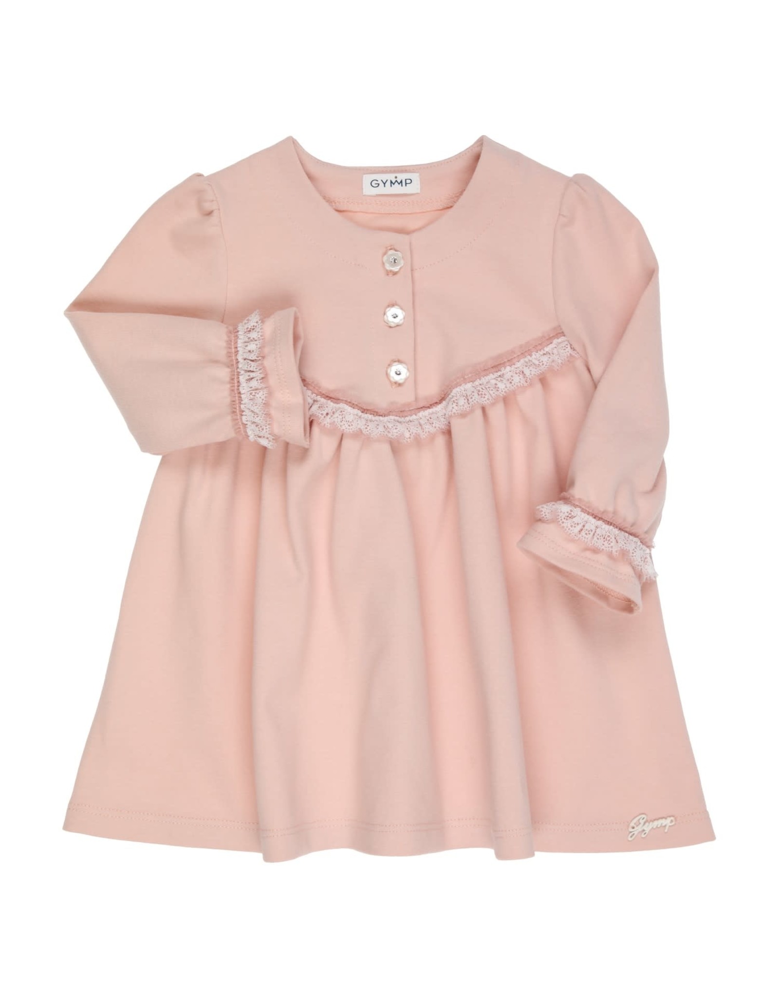 Gymp JURK - LACE SLEEVES AND FRONT VIEUX-ROSE