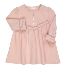 Gymp JURK - LACE SLEEVES AND FRONT VIEUX-ROSE