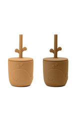 Done by Deer Peekaboo straw cup 2-pack Mustard Wally