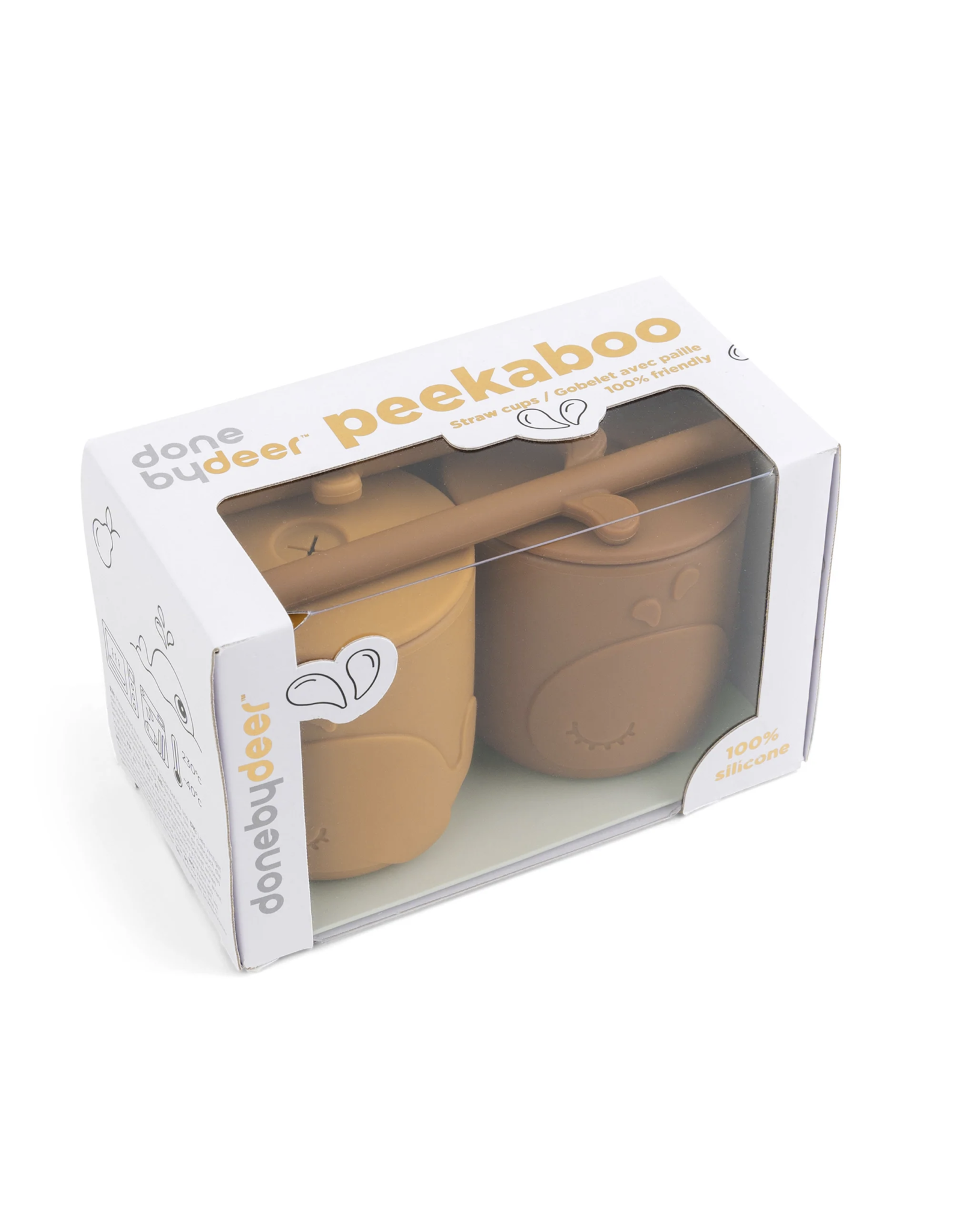 Done by Deer Peekaboo straw cup 2-pack Mustard Wally