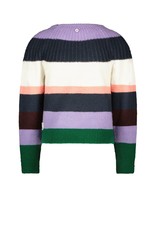 B-nosy Girls heavy knitted sweater with multi color stripes Lilac B.Bright