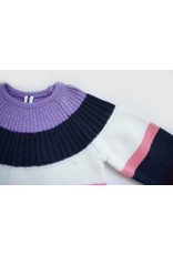 B-nosy Girls heavy knitted sweater with multi color stripes Lilac B.Bright