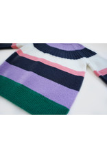 B-nosy Girls heavy knitted sweater with multi color stripes Lilac B.Bright